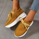 Yellow Lace Up Thick Bottom Sneakers Women Lightweight Wedges Platform Sport Shoes Woman Plus Size 43 Anti Slip Walking Shoes