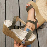 2026 Summer Chunky Platform Sandals Women Plus Size 43 Wedge High Heeled Sandals Woman Ankle Strap Thick Bottom Sandalias Mujer