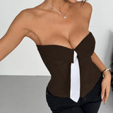 Spring Summer Women's Tank Top 2026 New Sexy Strapless Crop Top Fashion American Style Fishbone Corset Lady Night Club Camisole