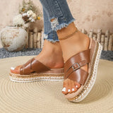 Women Slippers Summer New Open-Toe Sandals Buckle Thick-Soled Shoes Lightweight Platform Slippers