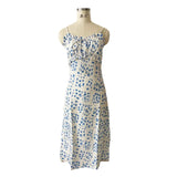 Foridol Ruffles Straight Elegant Women's Dress Summer Printed Boho Beach Maxi Dress Spaghetti Strap Floral Blue Sundress 2025