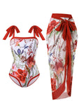 2026 Printed Strappy Swimsuit One Piece & Beach Dress Sexy Swimwear Women Bathing Swimming Swim Suit Female Padded Beachwear