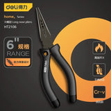 Deli pointed nose pliers 6-inch steel wire pliers multifunctional eccentric labor-saving household manual wire stripping pliers