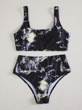 Sport Bikini Set Sexy Women Swimsuit Push Up High Waist Marble Blooming Print Swimwear Female Bathing Suit Banadores Mujer 2026