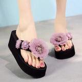 Bohemia Style Flower Platform Flip Flops For Women Summer Shoes Thick Sole Light Weight Girls Home Beach Slippers Wedge Sandals