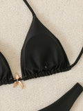 Halter Triangle String Bikinis 2026 Women Sexy Swimsuit Solid Starfish Swimwear Female Bathers Bathing Swimming Swim Suit