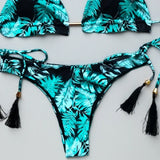 Sexy Triangle Chains Bikini Sets Micro Thongs Swimsuit Women Bathing Suit Biquini Bandage Beachwear Print Swimwear Thong Bikini
