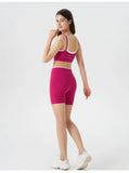 Women's 2-piece Yoga Set Fake Two-Piece Color-Block White Stripe Camisole Running Sports Bra Shorts Yoga Outfit Set