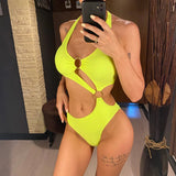 2026 Sexy Halter Asymmetric One Shoulder One Piece Swimsuit Women Swimwear Female Bather Bathing Suit Swim Lady Monokini V2660