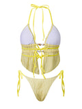 Women's Summer Holiday Beach Two Piece Bathing Suits Sleeveless Halter Neck Cutout Bra Low Waist Thong Sets