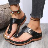 2026 Summer Women Wedge Sandals Premium Orthopedic Open Toe Sandals Vintage Anti-slip Leather Casual Female Platform Retro Shoes