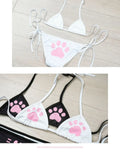 Japanese Kawaii Cat Paw Micro Bikini Set for Girl Women Bathing Suit Bandage Backless Mini Swimsuit Underwear Lingerie