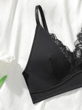 Stainless steel bra black women's underwear sexy Lingerie lace bra daily minimalist girl vest MR3514