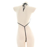 Sexy Jumpsuit patent leather bikini Straps Bandage Bodysuit Beach Girl One-piece Bikini Costume Women Pajamas Lingerie Uniform