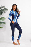 2026 Long Sleeve Zipper Surfing Swimsuit Print Pants Swimwear Women Two Pieces Diving Clothes Beachwear Bathing Swimming Suit