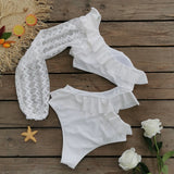 One Piece Swimsuit Sexy Long Sleeve Tropical Print Swimwear Women Bandage Monokini Hollow Out Bathing Suit String Beachwear 2023