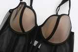 ja-dhāb / mu-thīr Kawaii Voom French Fishbone Bra Set Push up Bustier G-string Large Chest Slimming Anti-Sagging Lingerie Women