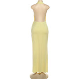 Temperament Halter Neck Party Dresses Women Sexy Deep V-neck Backless Package Hip Slit Dress Hot Girls Club Banquet Vestidos