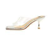 BIGTREE Sexy Silver PVC Transparent Crystal Womens Slippers 2026 Summer Square Toe Thin High Heels Sandals Ladies Shoes