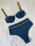 2026 Trendy Ladies Corset Bikini Set Hot Hot Lingerie Denim Sexy Casual Woman Swimsuit For Mature Females Beach Holiday Swimwear