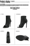 Big Size 42 Sexy Black Hollow Out Summer Boots Women Chic Peep Toe Thin High Heels Zip-up Ankle Boots Party Shoes