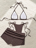 With Shorts Polka Dot Halter Mini Micro Thong Bikini Female Swimsuit Women Swimwear Three-pieces Bikini Set Bathing Suit Swim