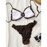 Wrinkled Crinkled Frilled Bikini Female Swimsuit Women Swimwear Two-pieces Bikini set Brazilian Bather Bathing Suit Swim V8053