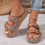 Flowers Embroidery Thick Bottom Sandals Women Fashion Designer Buckle Platform Slippers Woman Summer 2025 Non Slip Sandles Mujer
