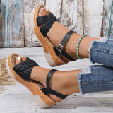 Women's Braided Platform Sandals 2025 Summer Chunky Wedges Gladiator Sandals Woman Ankle Straps Vacation Casual Beach Sandles