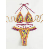5 Colors Sexy Printed Halter Frilled Bikini Women Swimwear Female Swimsuit Two-Pieces Bikini Set Bather Bathing Suit Swim V4651