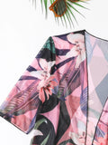 3 Pieces High Waist Bikinis 2026 Women Printed Swimwear Female Bandeau Swimsuit With Kimono Bathers Swimming Bathing Swim Suit