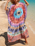 2026 New Colorful Kaftan Tunic Beach Dress Beach Wear Beachwear Beach Cover Up Cover-upsLoose Maxi Dress Female Women V4428