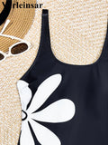 S - XL 2026 Flower Printed High Leg Cut Women Swimwear One Piece Swimsuit Female Monokini Padded Bather Bathing Suit Swim V8231