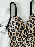 Leopard Underwired Bra Cup One Piece Swimsuit Women Swimwear Female High Cut Leg Monokini Push Up Bathing Suit Swim Bodysuit