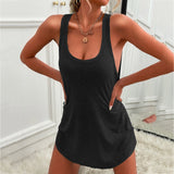 Women's Summer Dresses Casual Women Summer Plus Size Tank Dresses Solid Color Mini Dress U Neck Cotton Women Bridal Shower Dress