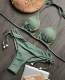 New Solid Color Bikini Set 2026 Women's Swimsuit Hanging Neck Rope Split Swimsuit 2-piece Set Summer Beachwear
