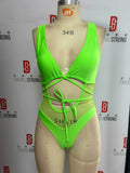 DEKA Women's Mesh Patchwork One Pieces Swimwear Sexy New Hollow Out High Cut Bandage Swimsuit Monokini Push Up Bikini