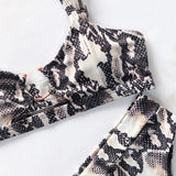 Snakeskin Female Swimsuit High Waist Bikini Women Swimwear Two-pieces Bikini Set Hollow Out Bather Bathing Suit Swim Beachwear