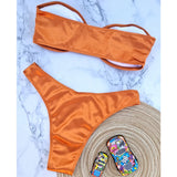 New Sexy Bandeau Strapless Bikini Female Swimsuit Women Swimwear Two-pieces Bikini set Padded Bather Bathing Suit Swim V4647D