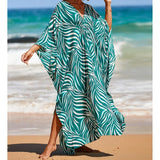 Sexy Zebra Printed V Neck Tunic Beach Cover Up Cover-ups Beach Dress Beach Wear Beachwear Beach Long Dress Female Women V4159