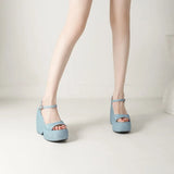 2025 New Summer Women High Heel Shoes Platform Square High Heel Ladies Sandals PU Leather Open Toe Buckle Dress Women Shoes