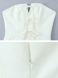 Bowknot Off Shoulder Strapless Party Short Dress for Women 2025 Elegent Lady White Pleated Mini Vestidos Female Backless Dress