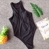 2025 Sexy Splicing Mesh Zipper Female Swimwear One Piece Swimsuit Women Monokini High Cut Bather Bathing Suit Swim Lady Bodysuit