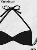 XS - L Halter High Leg Cut Bikini Female Swimsuit Women Swimwear Two-Pieces Bikini Set Strappy Bather Bathing Suit Swim V8276