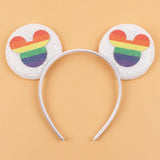 Disney Festival Party Cosplay Mouse Ears Headband 3.3" Ears Glitter Hairband Without Bow For Boys DIY Cartoon Hair Accessories