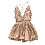 Sexy Lingerie Women's Sexy Dress With Wooden Ear Edge Deep V Neck Neck Tie Backless Sexy Lingerie Set 3x