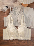Plus Size Wireless Bra Women Summer Thin Minimizer Large Bust Support Side Coverage Anti Sagging Adjustable Straps Comfort White