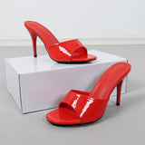 2025 Brand Design Red High Heels Outdoor Slipper Slides Sandals Women Elegant Black Open Toe Summer Nude Mules Shoes Big Size 43