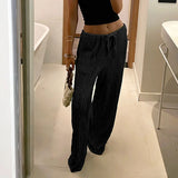Women's trousers, fashionable and versatile, solid color, drawstring straight trousers, beach sun protection trousers