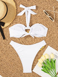Ring Link Bikini 2026 Women Halter Swimsuit Solid Sexy Beadeau Swimwear Female Bathers Bathing Swimming Swim Suit Beachwear